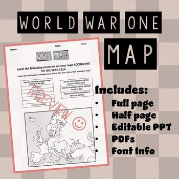 World War One Map Printable Worksheet by LightandLearning | TPT