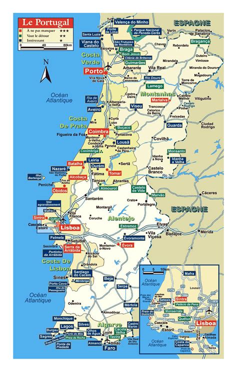 Detailed map of Portugal with roads and other marks | Portugal | Europe | Mapsland | Maps of the ...