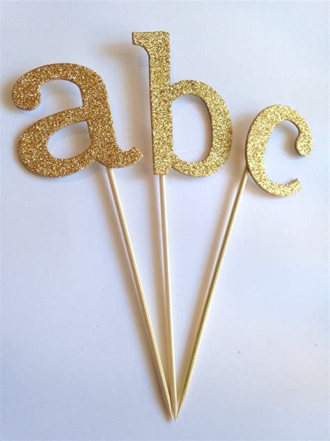 Letter Cake Topper / Gold Glitter by papercyn on Etsy