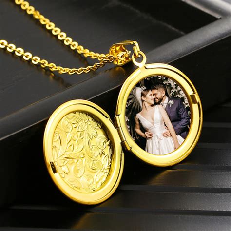 Floral Locket Necklace, Personalized Photo Locket Necklace For Couples | Oarse