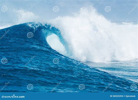 Big Blue Ocean Wave Sunny Sky Stock Photo - Image of coast, landscape ...