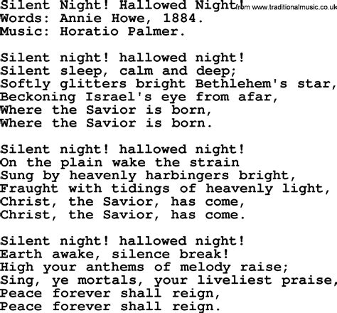 Christmas Hymns, Carols and Songs, title: Silent Night! Hallowed Night ...