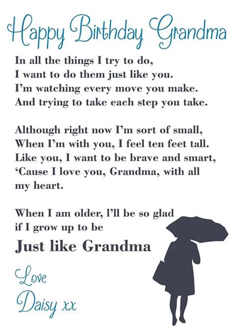 HAPPY BIRTHDAY GRANDMA Card Personalised Poem for NAN, NANNY, GRANNY £ ...