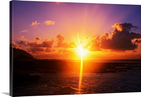 Sunrise over ocean, Sandy Beach Park, Oahu, Hawaii Wall Art, Canvas ...