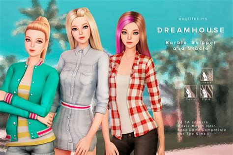 Sims Four, Sims 4 Mm, Nighttime Outfits, Barbie Hairstyle, Barbie Sisters, Barbie Family, Sims 4 ...