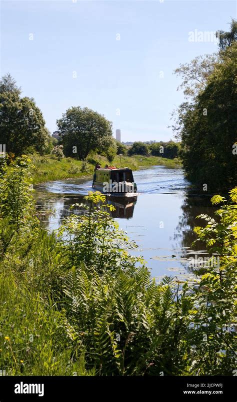 Canal boat on the Forth and Clyde Canal, near Maryhill, Glasgow ...