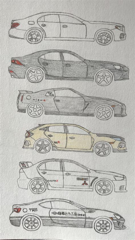 Modernized Initial D cars I drew around 5 years ago. I barely remember ...