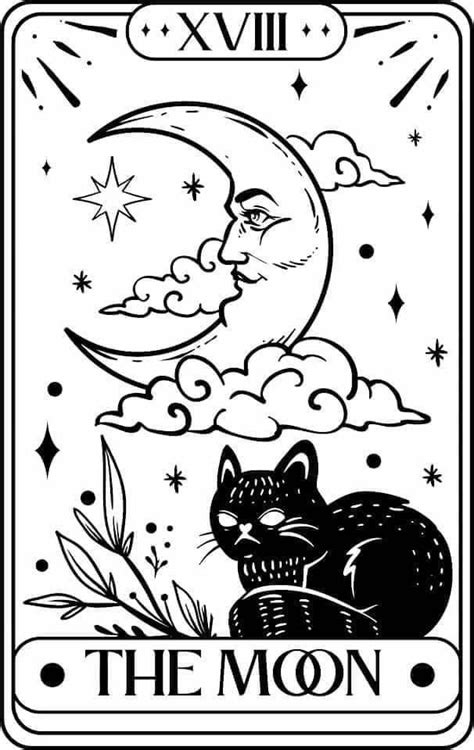 Cute Coloring Pages, Coloring Book Art, Tarot Card Tattoo, Tattoo Symbole, Moon Decal, Wall ...