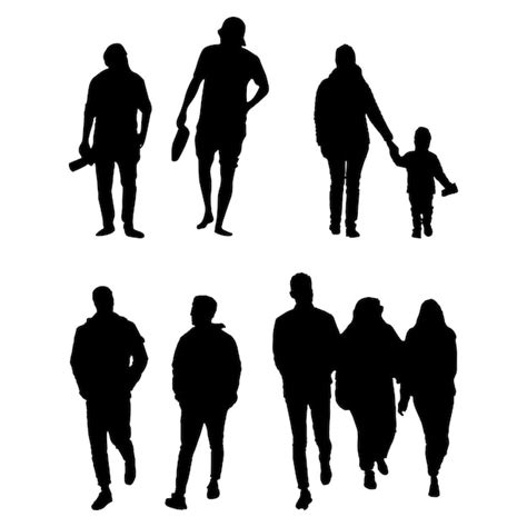 Premium Vector | Walking people silhouette vector