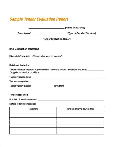 FREE 7+ Bid Evaluation Forms in MS Word | PDF