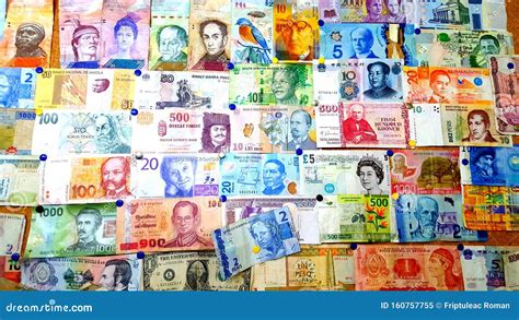 Currency of Different Countries Background. Colorful Banknotes of ...