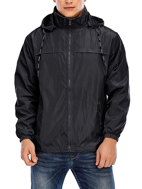 Youloveit Men Windbreaker Jacket, Lightweight Rain Board Jacket, Raincoat Windbreaker Hooded ...