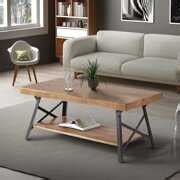 Rent to own Coffee Table Rustic Style Solid Wood and Steel Rectangle ...