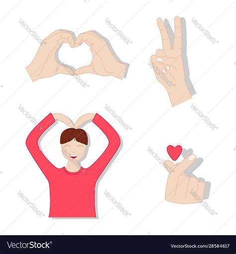 Set k-pop emoji man making a heart symbol Vector Image