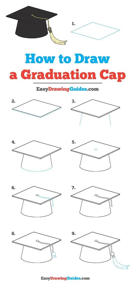 How to Draw a Graduation Cap - Really Easy Drawing Tutorial | Graduation cap drawing, Graduation ...