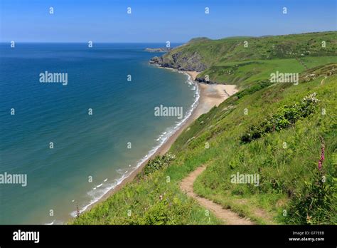 Penbryn beach from the Ceredigion coast path Stock Photo - Alamy