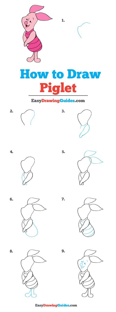 How to Draw Piglet - Really Easy Drawing Tutorial | Disney drawing ...