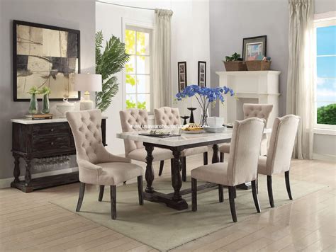 7 Piece Gerardo White Marble Top Dining Set - USA Warehouse Furniture