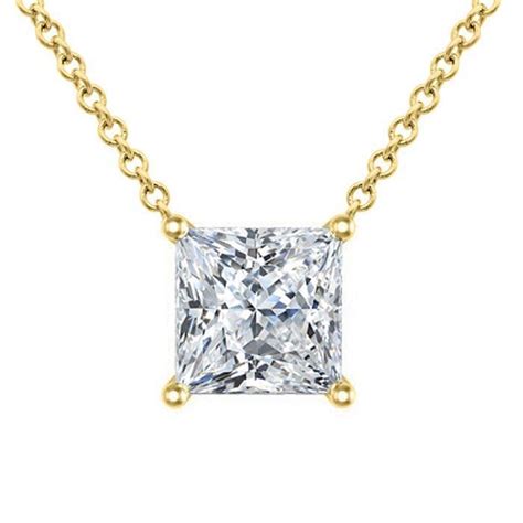 Moissanite Floating Princess Cut Solitaire Pendant Necklace