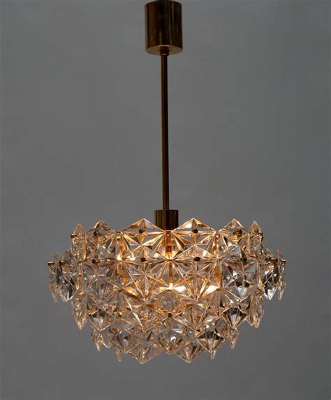 Mid-Century Modern Chandelier, Gold-Plated with Molded-Crystals ...