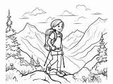Hikers And Trails Coloring Sheet  Page sketch template