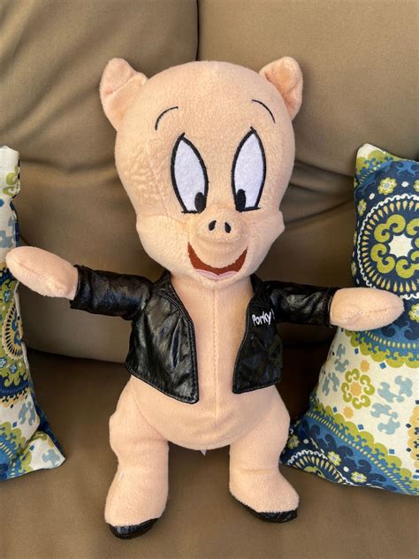 12 Porky Pig Plush Wearing Faux Leather Jacket 1996 Looney - Etsy in ...