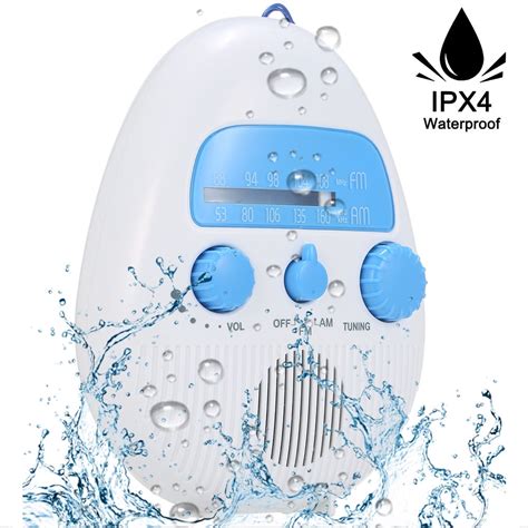 Shower Radio, Bathroom Radio AM FM, Waterproof Hanging Shower Radio ...