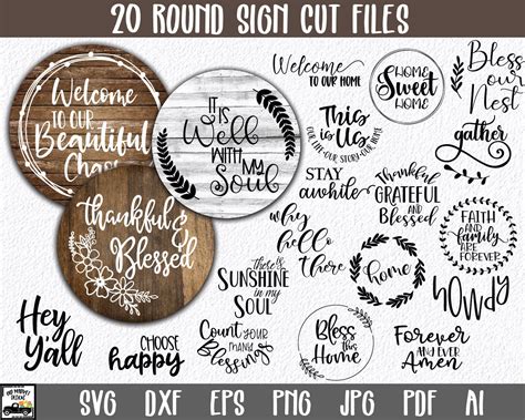 Round Signs SVG Bundle Round SVG Files 20 Farmhouse Cut - Etsy