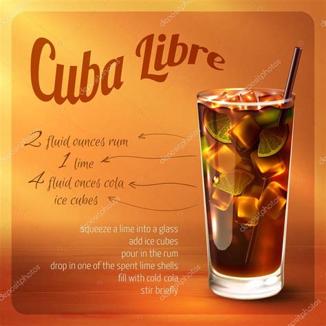 Cuba libre cocktail recipe Stock Vector by ©macrovector 62627875