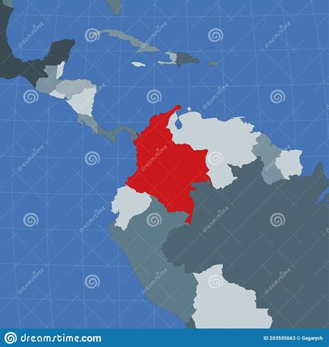 Shape of the Colombia in Context of Neighbour. Stock Vector ...