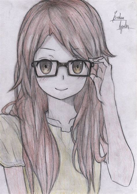 Drawings Of Girls With Glasses Easy - canvas-ly