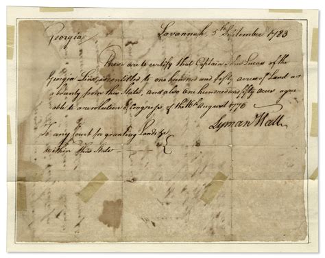 Lot Detail - Declaration of Independence Signer Lyman Hall Document ...