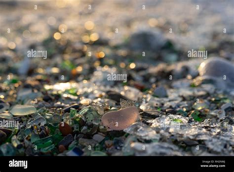 Glass beach is an attraction for travelers and tourists Stock Photo - Alamy