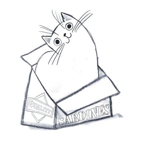 Adorable cat in a box | Cat sketch, Cat drawing, Cat art