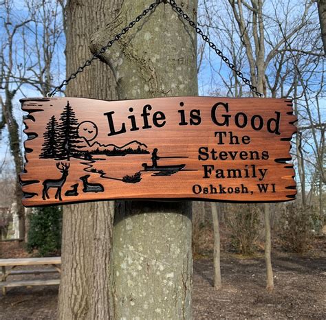 Custom Camping Sign Personalized Stained Pine Outdoor RV Sign CNC ...