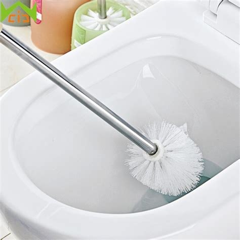 WCIC Durable Stainless Steel Handle Toilet Brush Bathroom Cleaner Replacement WC Toilet Cleaning ...