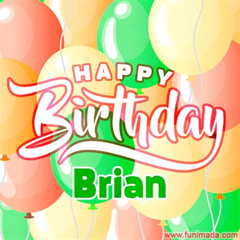 Animated BDay eCard for Brian featuring balloons and lettering | Funimada.com