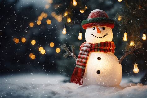 Snowman outdoors winter night. | Premium Photo - rawpixel