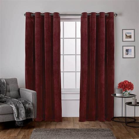 EXCLUSIVE HOME Velvet Burgundy Solid Light Filtering Grommet Top ...