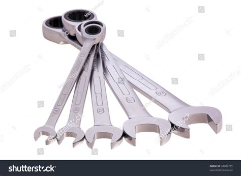 Tool Spanners Are Different Types Combination Ratchet On Background ...