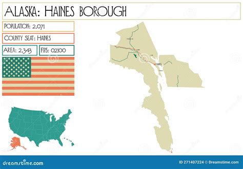 Map of Haines Borough in Alaska, USA. Stock Illustration - Illustration ...