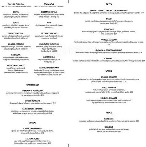 Buca Menu, Menu for Buca, Fashion District, Toronto - Urbanspoon/Zomato