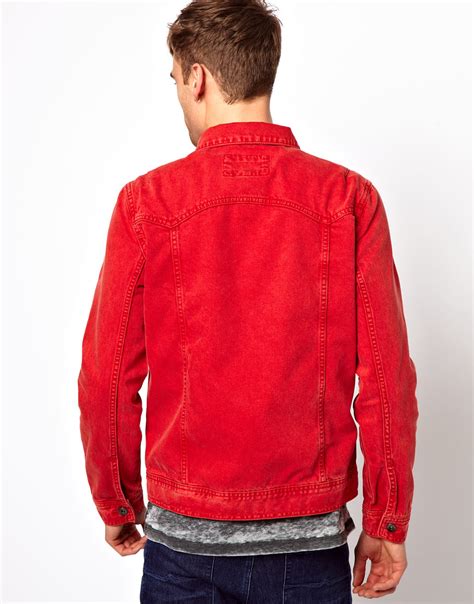 Lyst - River Island Denim Jacket in Red for Men