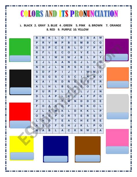 COLORS ANS ITS PRONUNCIATION - ESL worksheet by Millan1