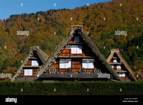 Gassho style houses in Shirakawa village during autumn, Japan Stock Photo - Alamy