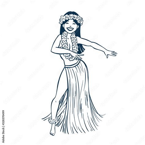 Vintage Style Clip Art - Dancing Hula Girl - Vector. Stock Vector | Adobe Stock