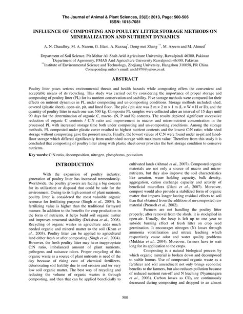 (PDF) Poultry Litter Composting By Using Different Storage Methods