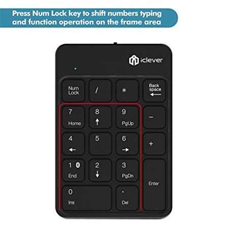 Bluetooth Numeric keypad, iClever 18-Key Wireless Silent KP03 Numeric keypad Bluetooth Numeric ...