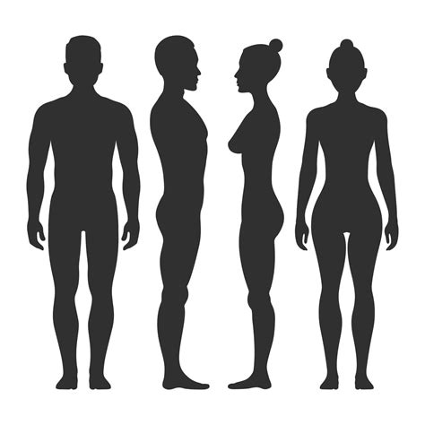 Man and woman vector silhouettes in front side view By Microvector | TheHungryJPEG