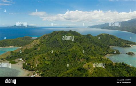 Aerial view of Sleeping dinosaur island of Mati Davao Oriental ...